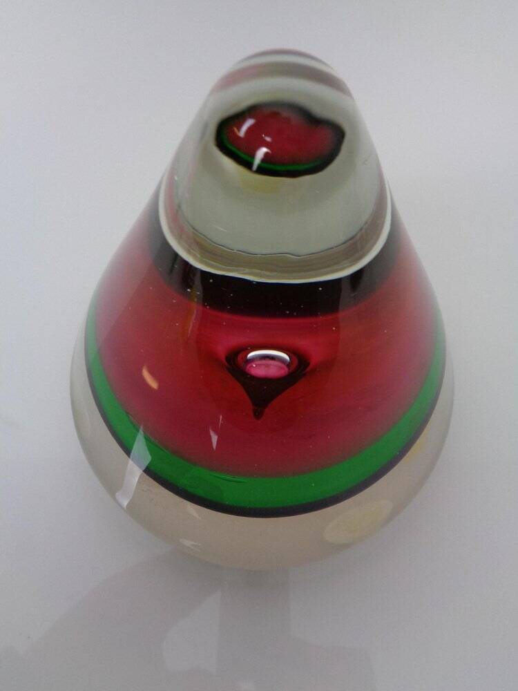Sommerso Murano Cone Glass Paperweight, Italy, 1970s