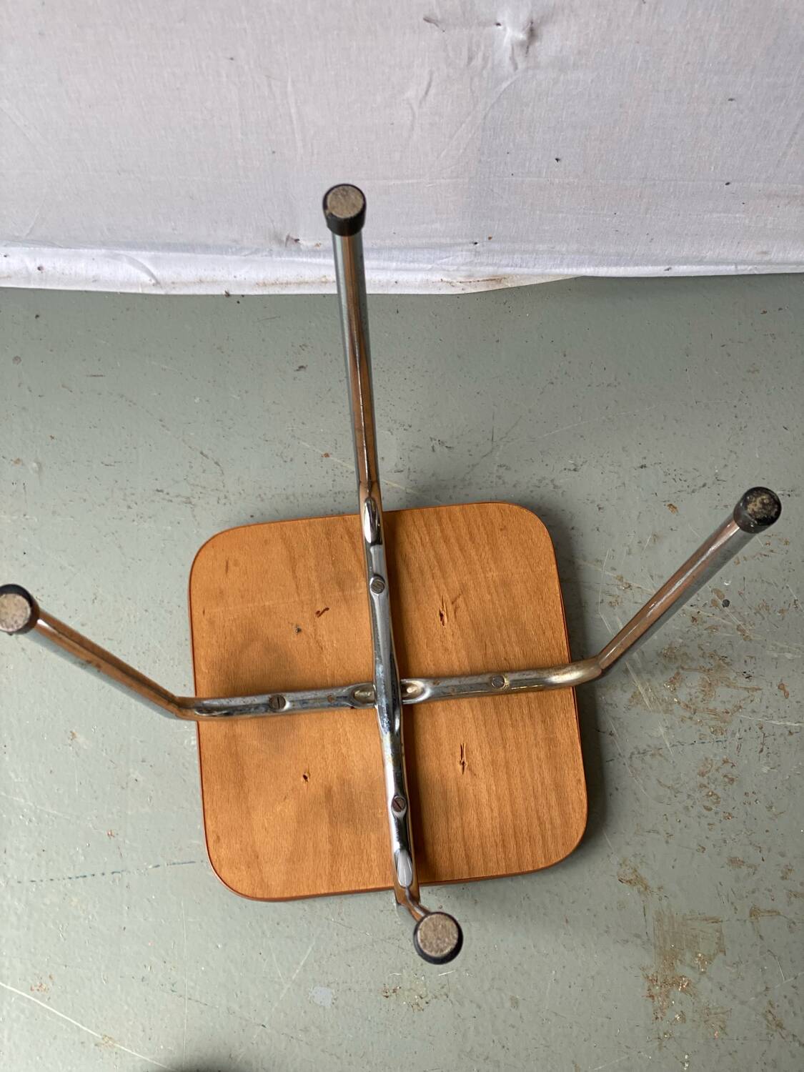 Vintage brown leather and chrome steel stool
