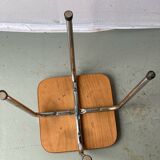 Vintage brown leather and chrome steel stool