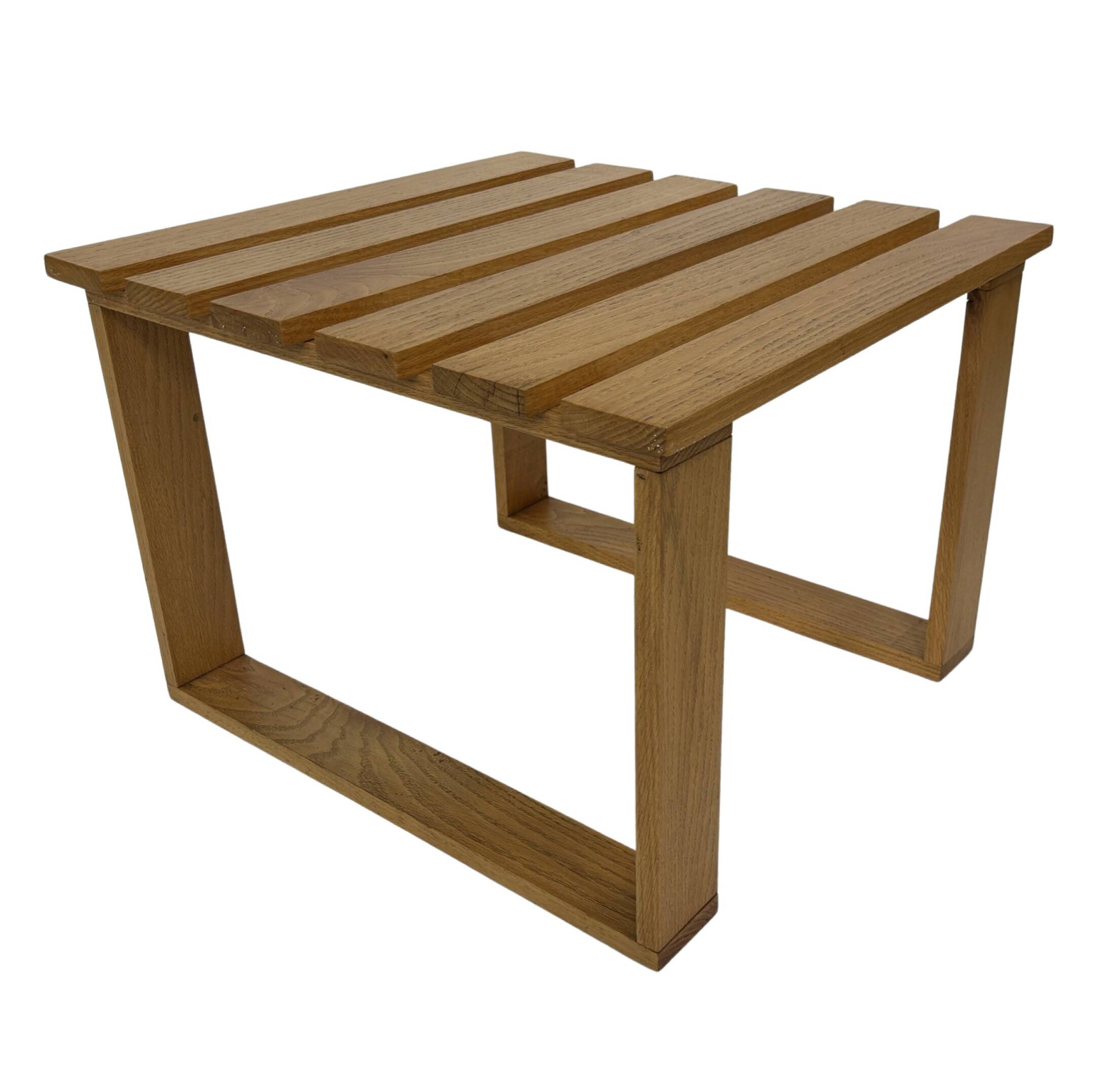 Vintage 1970s coffee table/side table, white oak slats slatted design