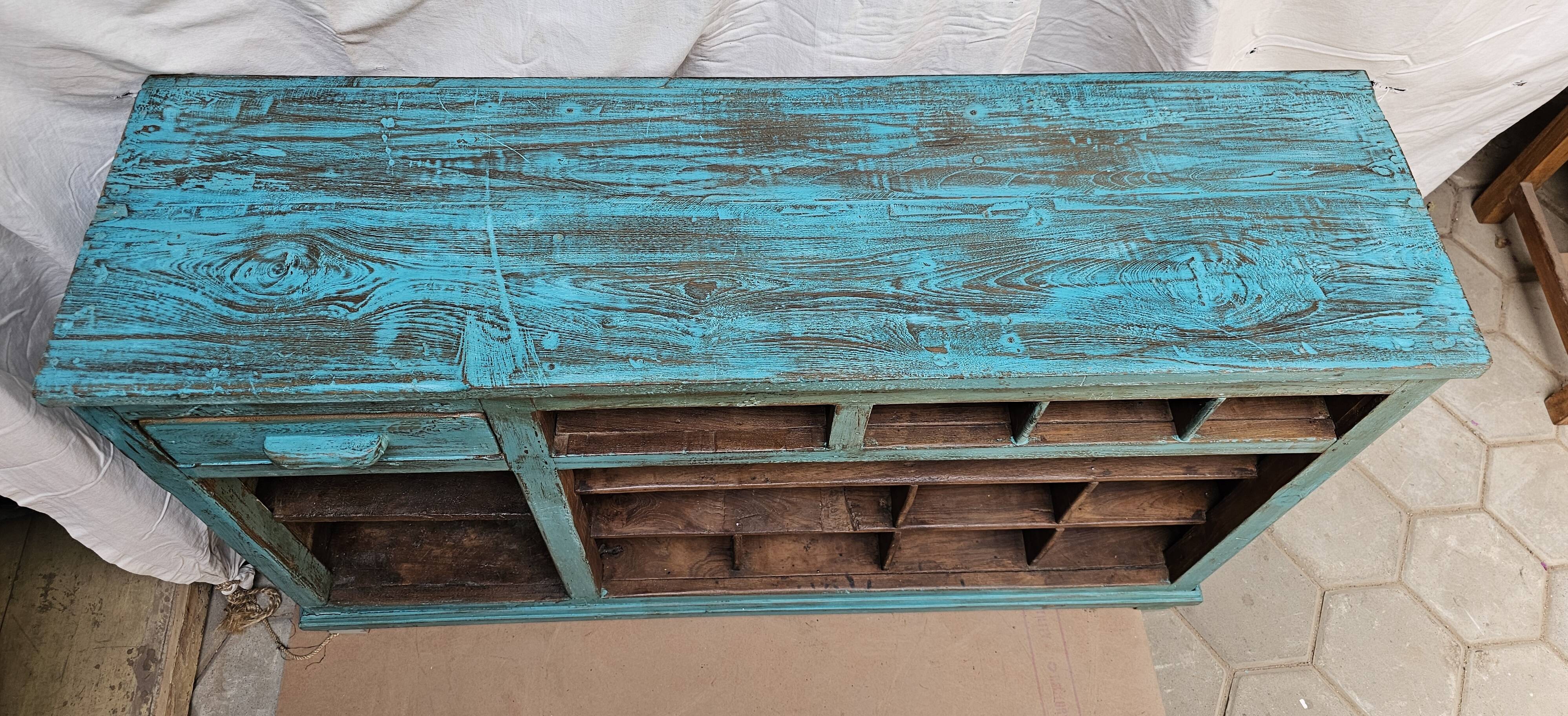 Old merchant's counter in Burmese teak.