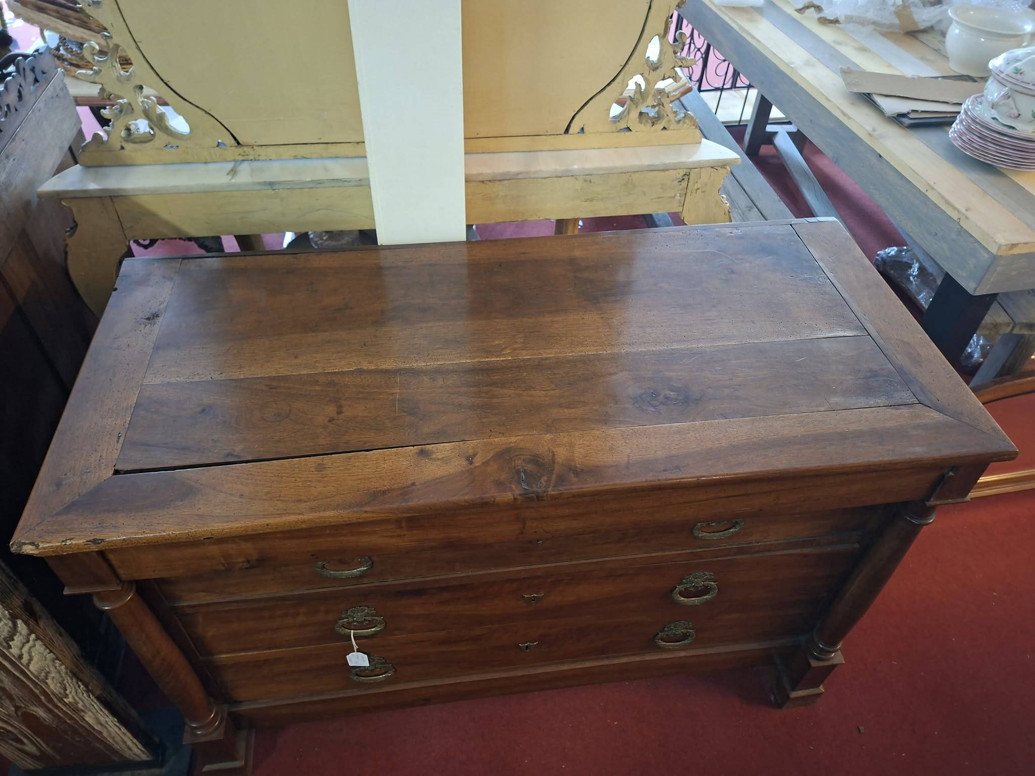 Empire-style kneading table in solid walnut circa 1820