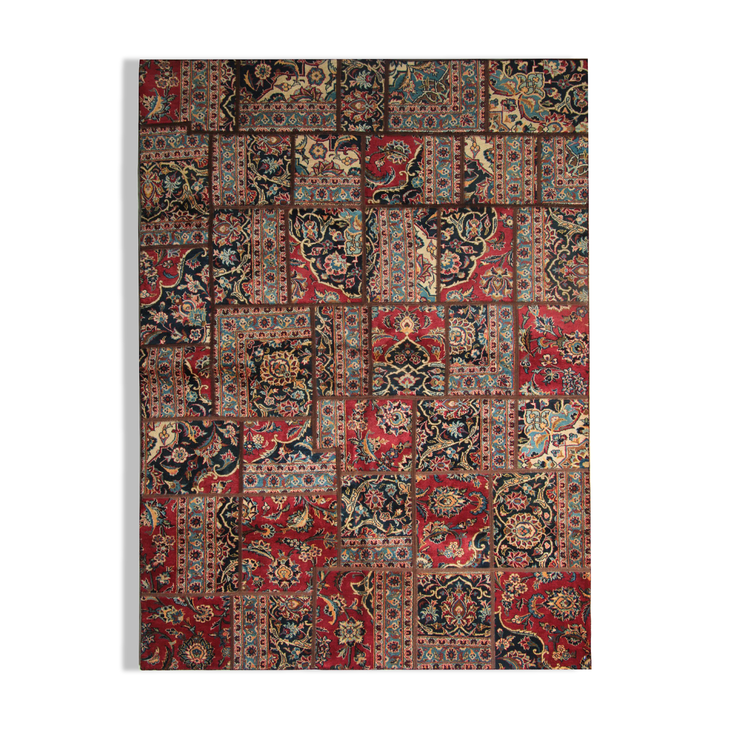 Handmade traditional vintage persian patchwork area rug 110x248cm