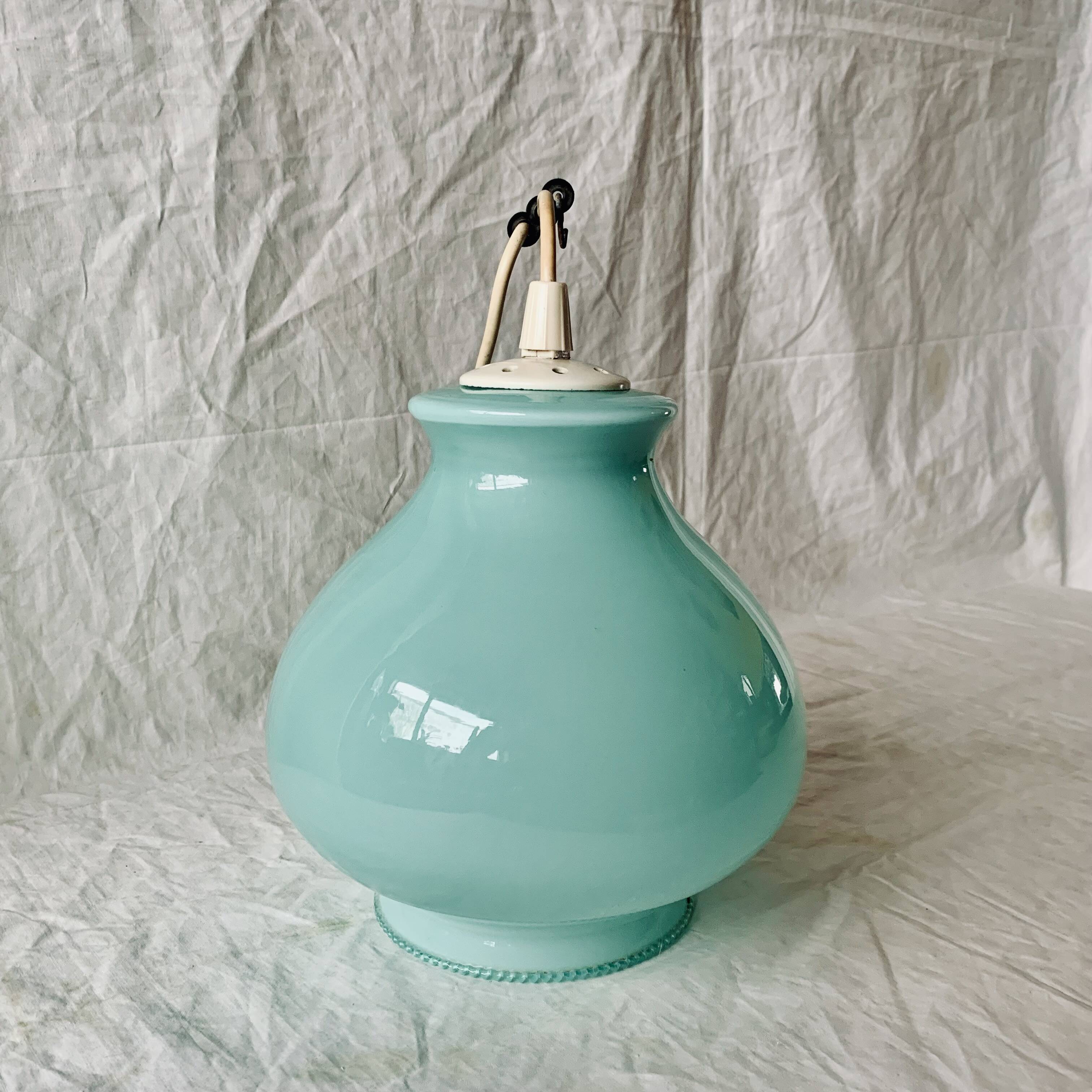 Suspension vintage en opaline verte