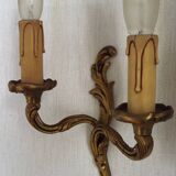 Vintage French Bronze Double Wall Sconces with Acanthus Leaf Detail 5706
