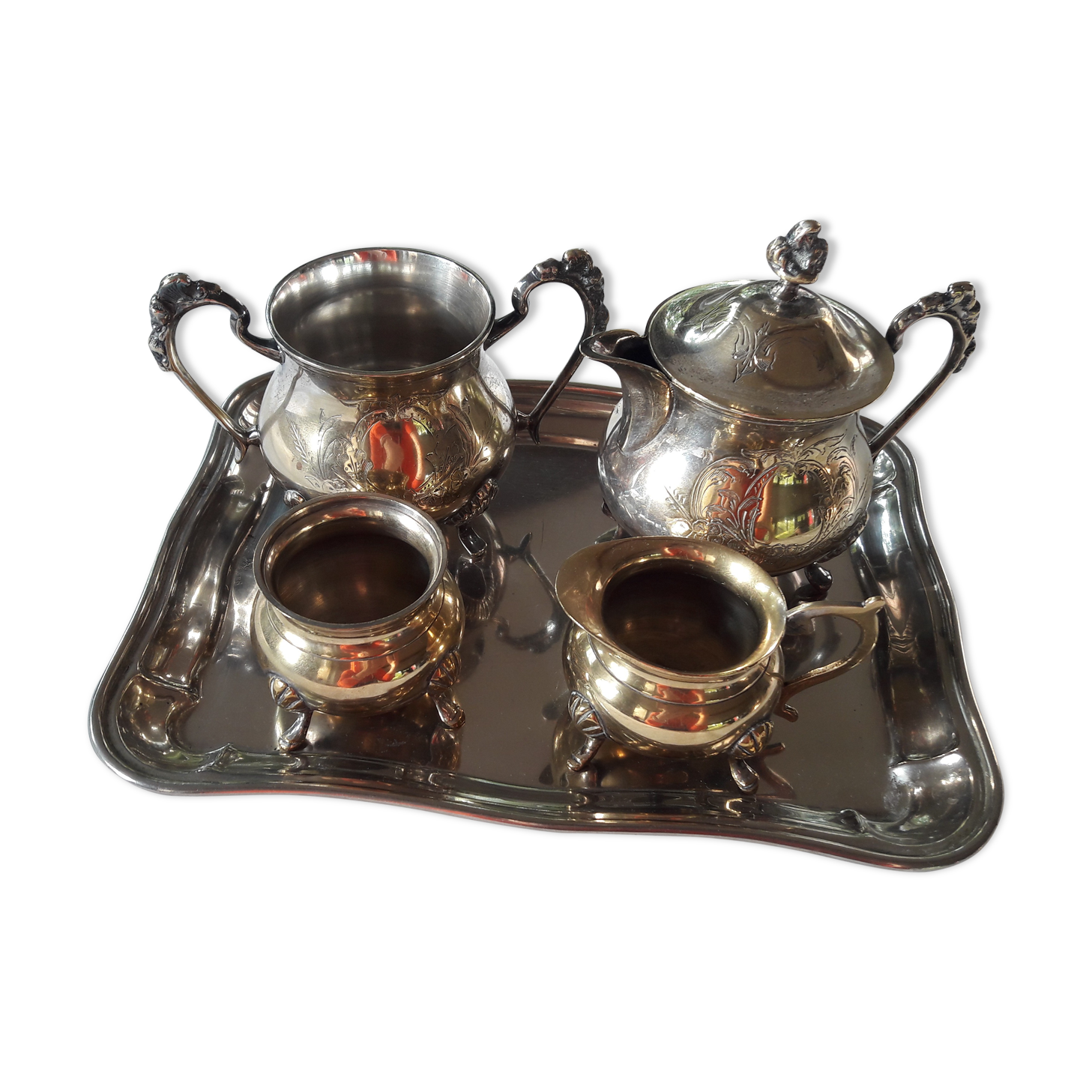Napoleon style coffee tea service in silver metal