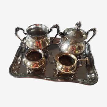 Service café thé style Napoléon en métal argenté