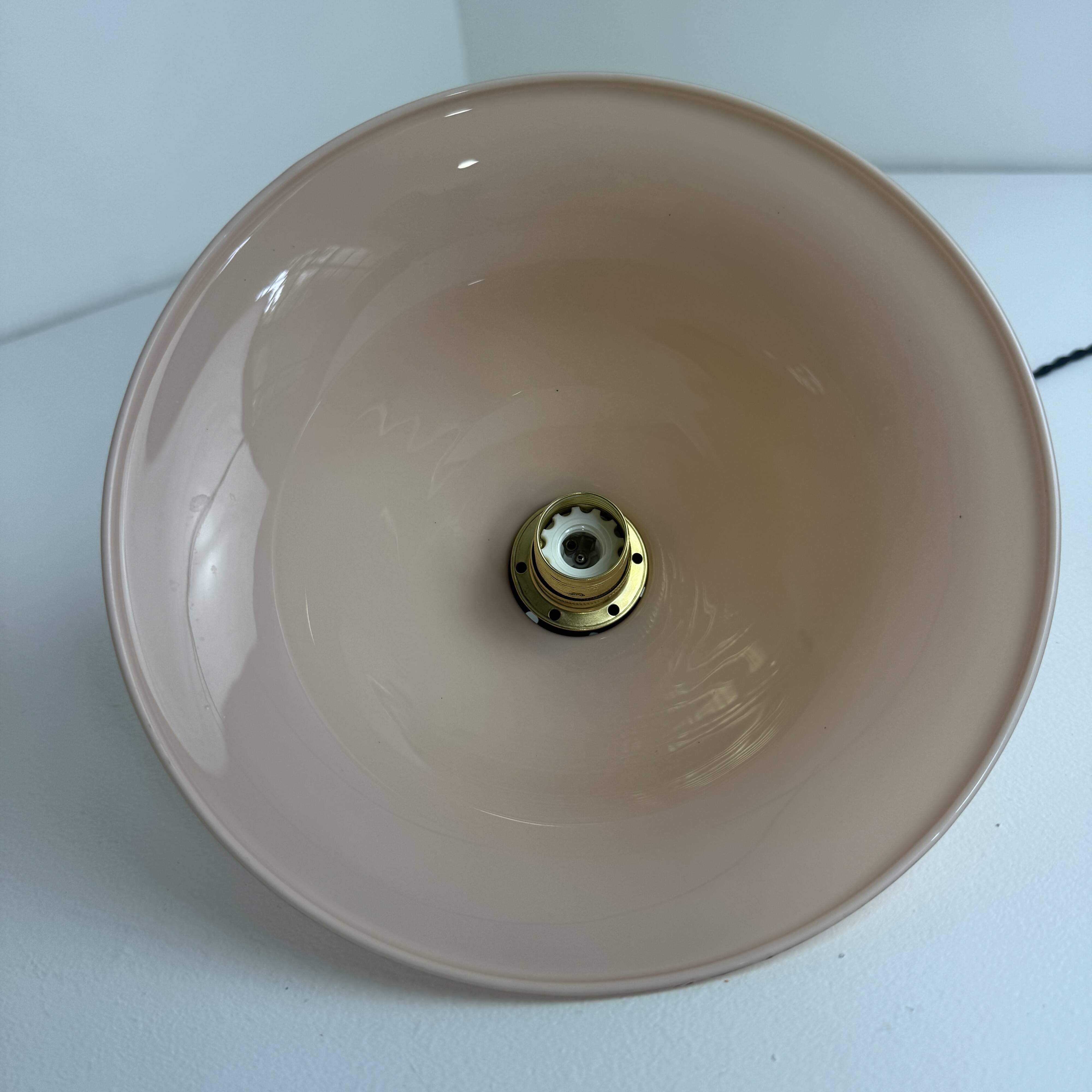 Pair of vintage pink opaline conical suspensions