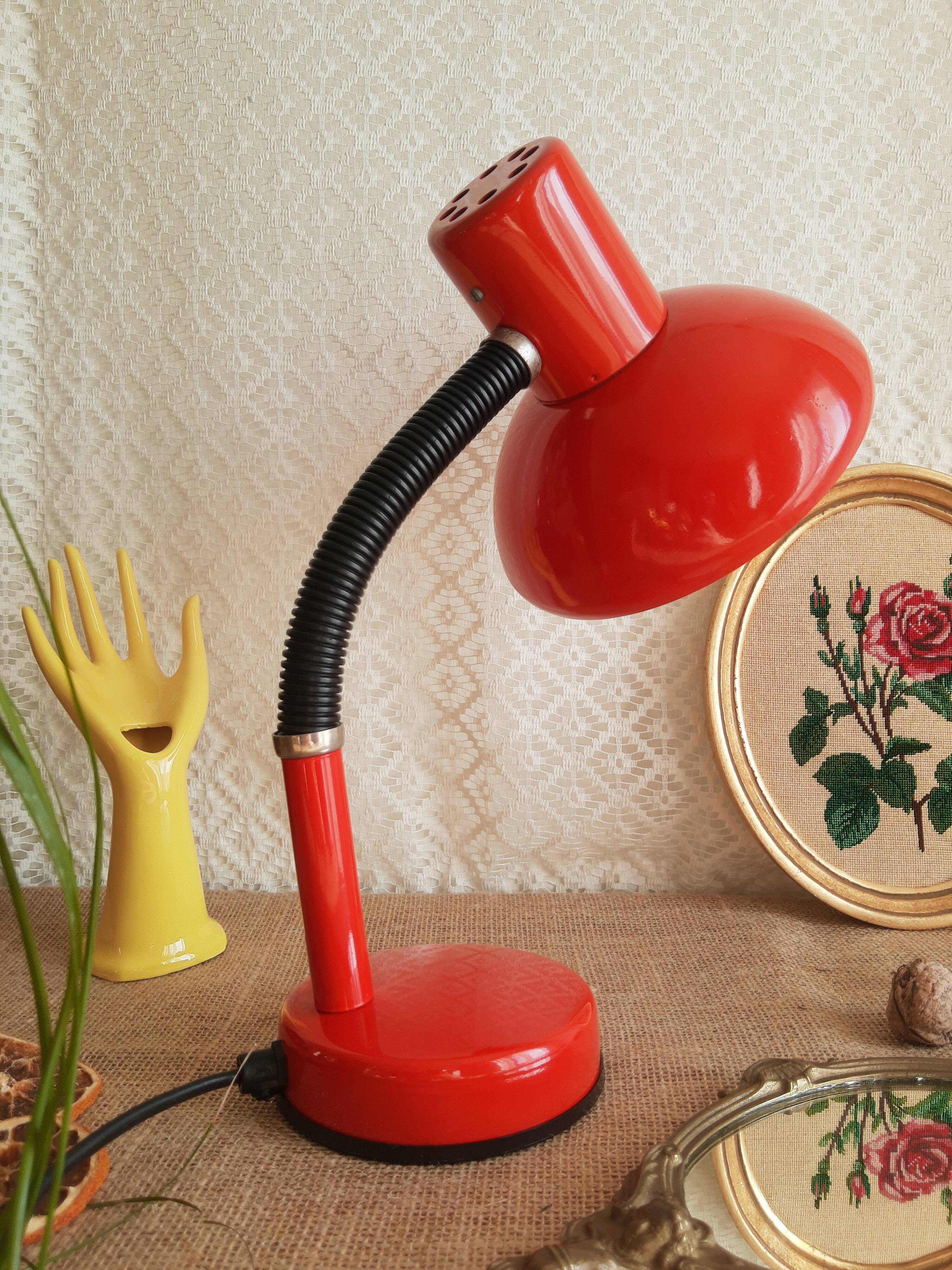 Vintage red orange desk lamp