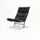 Fauteuil en cuir noir et chrome 1970