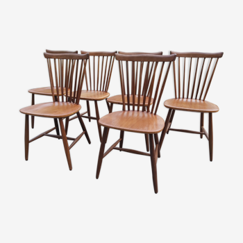 Set of 6 teak chairs, Pastoe, by Yngve Ekstrom, 1966