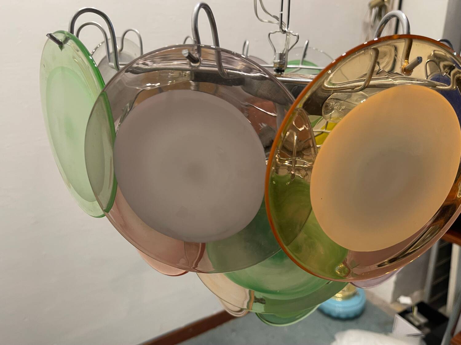 Multicolored Murano Glass Disc Chandelier, 1970s