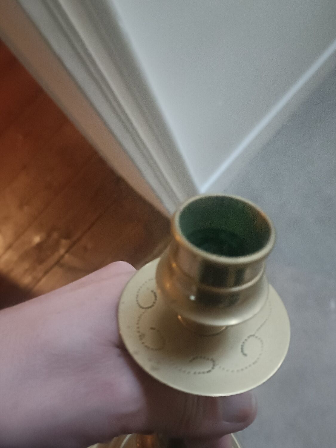 Pair of chiselled candlesticks