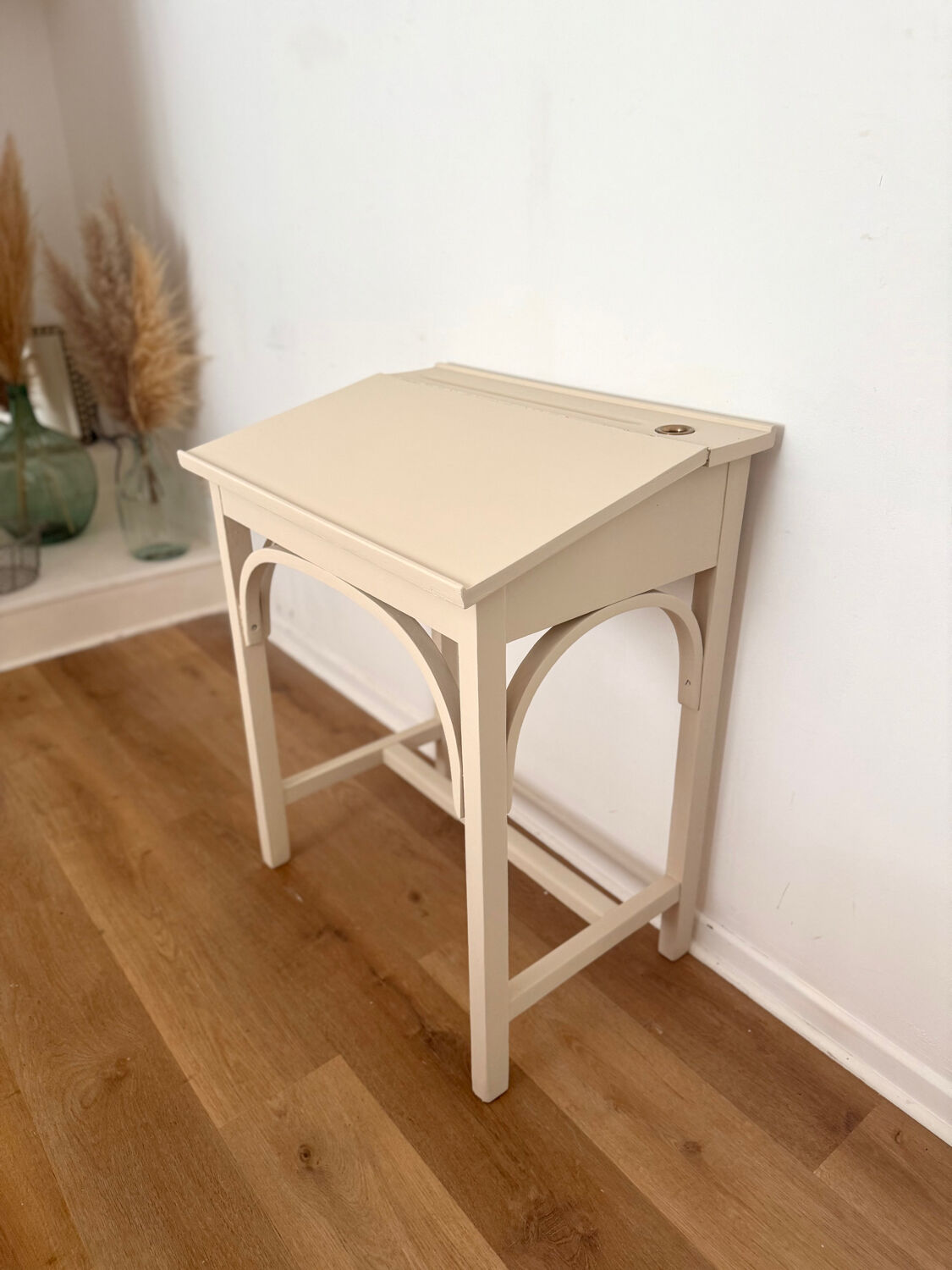 Antique school desk with inkwell