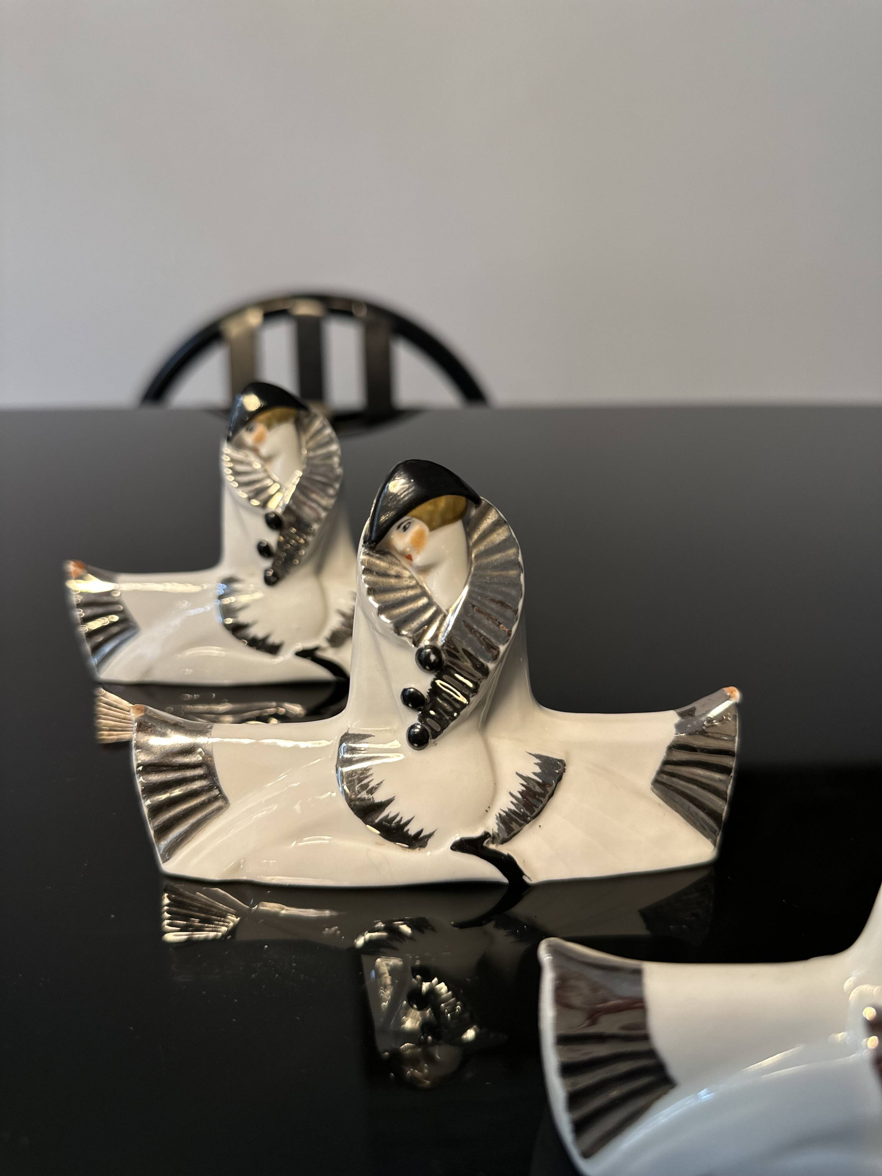 Knife holders (set of 10), Pierrot & Colombine