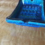 Cendrier en grès émaillé bleu polychrome