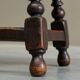 Rustic stool or side table in turned and carved solid oak, 19th century.
