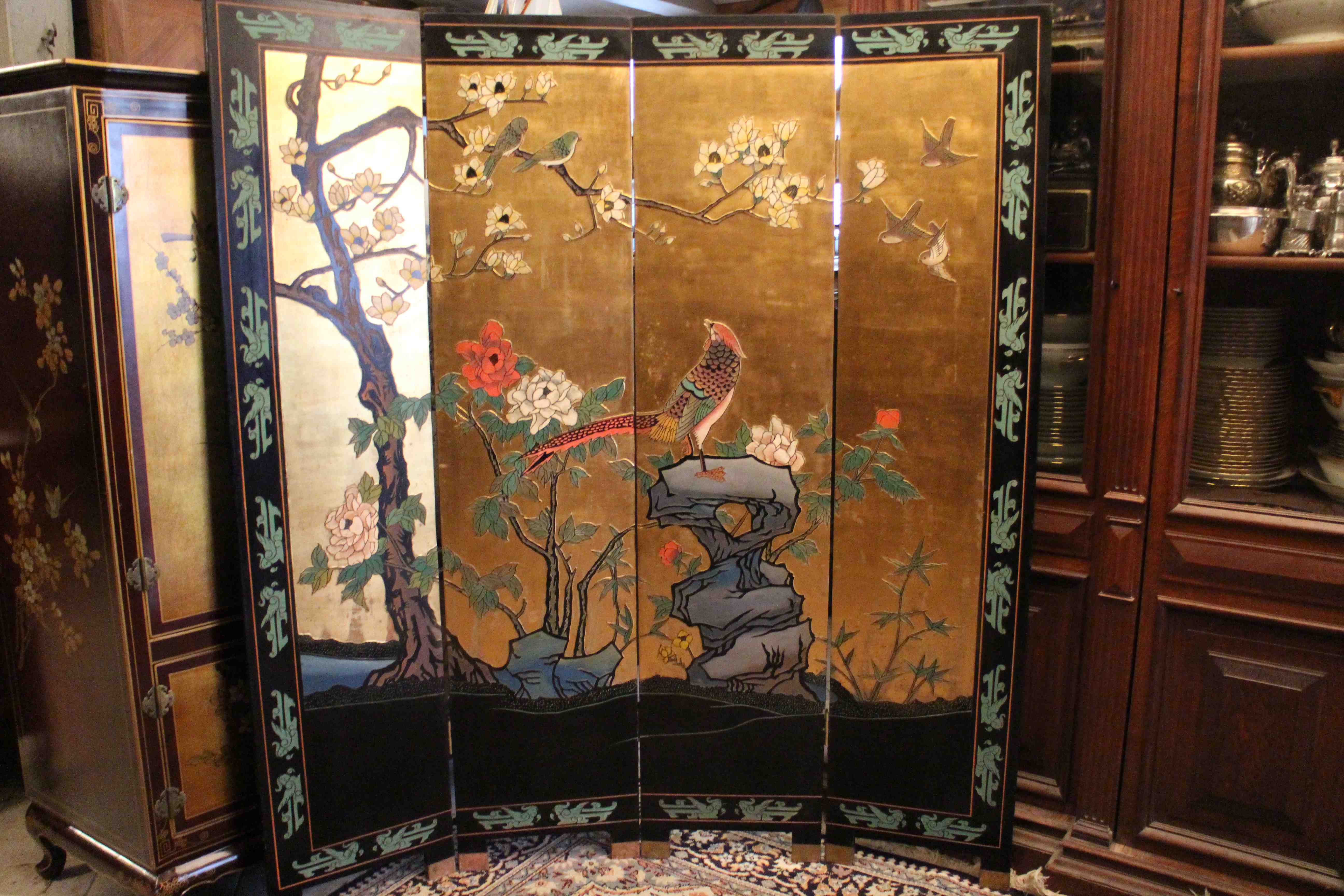 4-leaf screen lace-up decoration Far East Japan type Coromandel