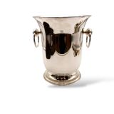 Silver-plated champagne bucket with ring handles.
