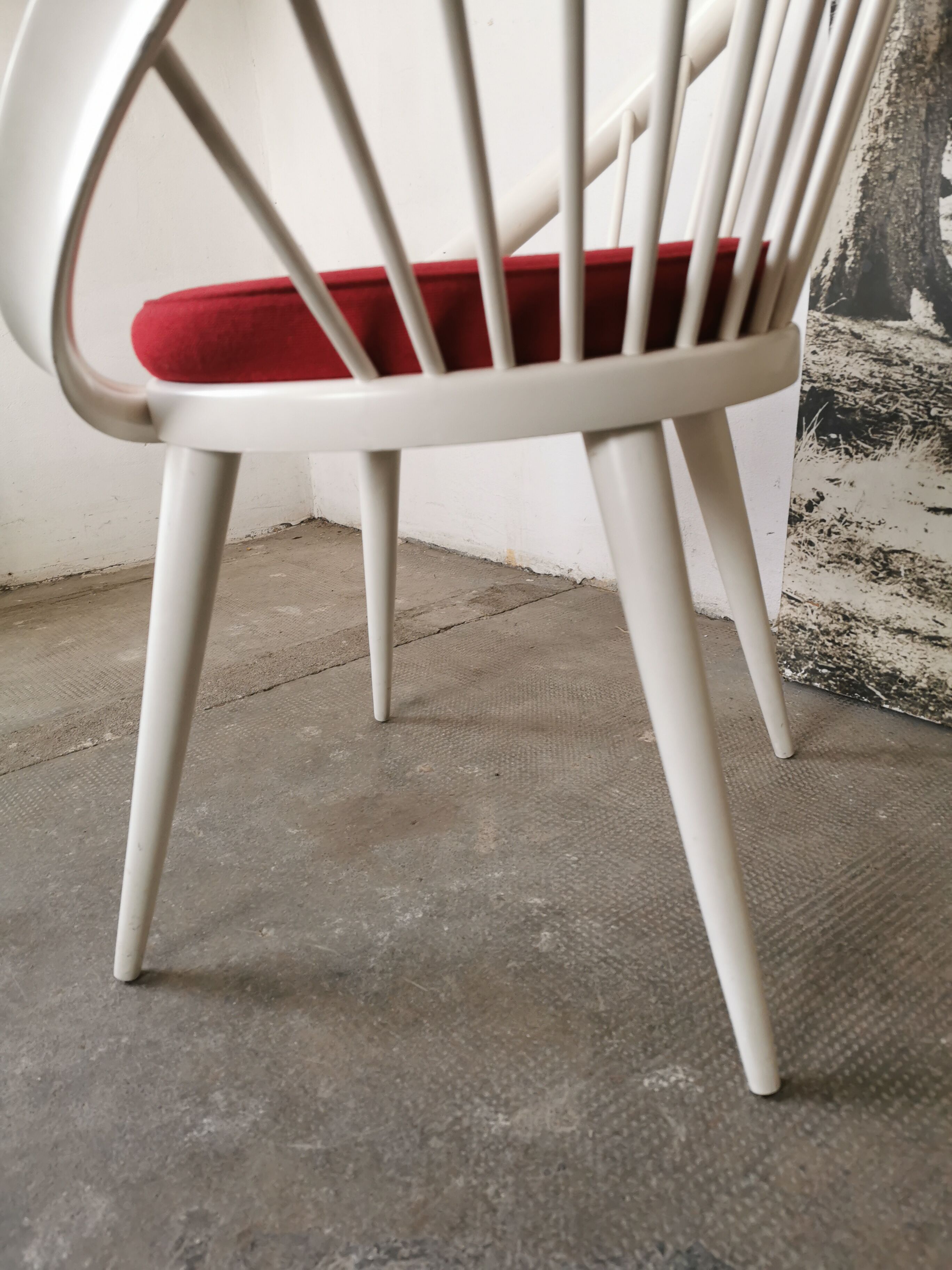 Swedish armchair circle Yngve Ekström, white and red
