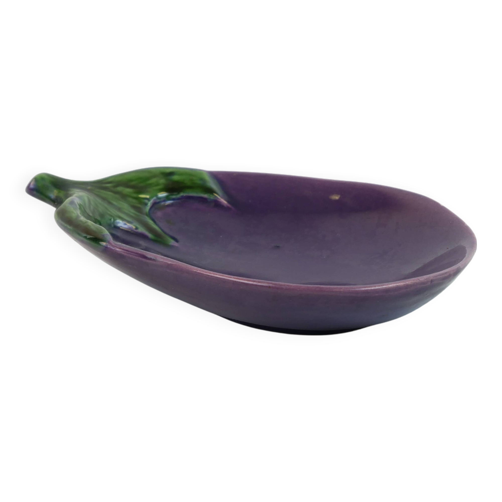 Vide poche aubergine en céramique signée Aegitna Vallauris