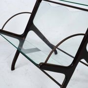 Ico Parisi Magazine Rack in Wood, Brass and Glass. Italy, 1950s