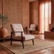 Vintage armchair in solid beech and ethnic jacquard from the 1970s.