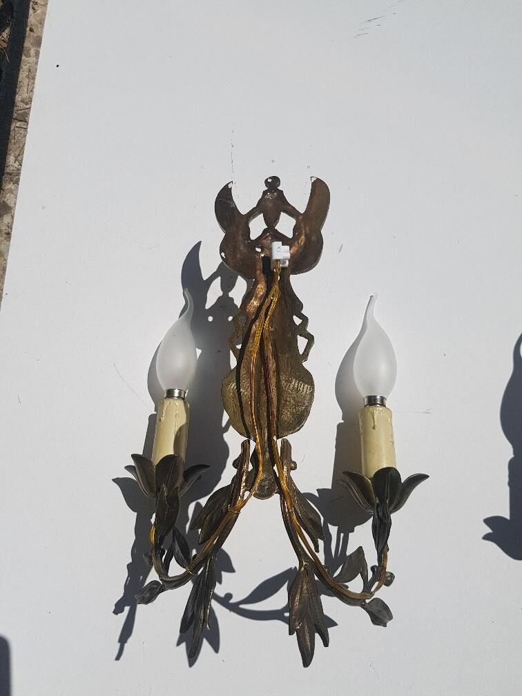 Pair of Empire-style gilded bronze wall light