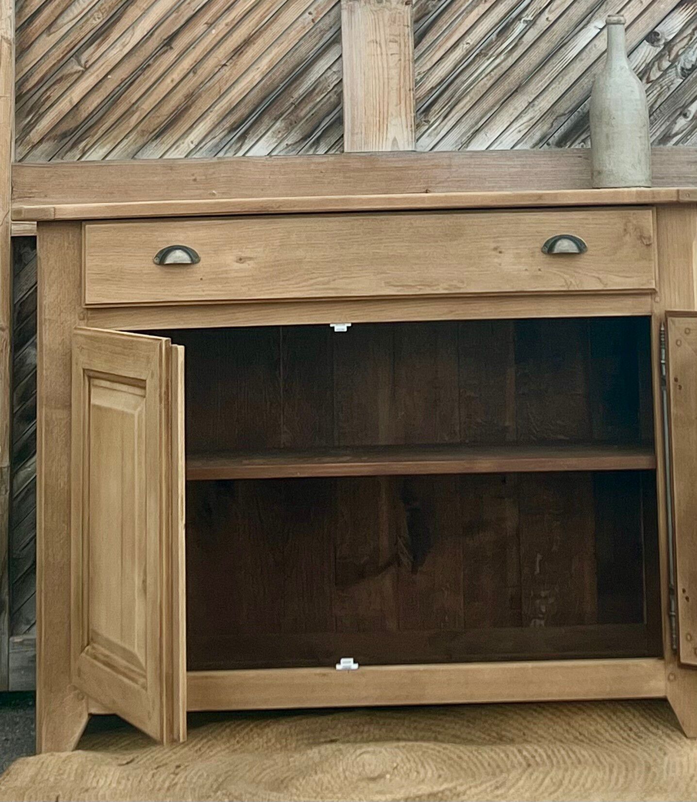 Old Parisian buffet in raw solid oak