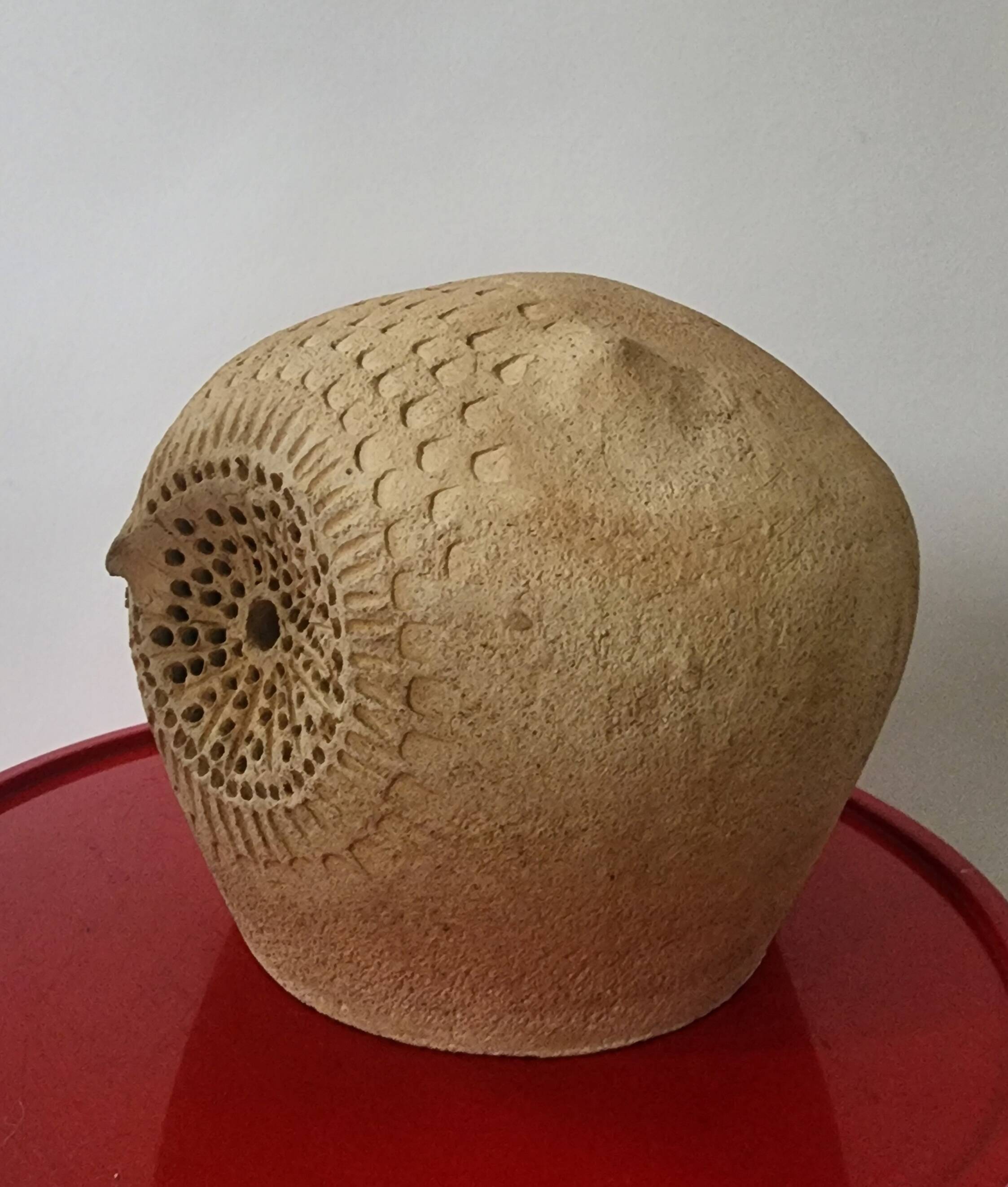 Vintage stoneware owl lamp, circa 1970