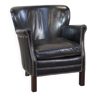 Fauteuil en cuir noir