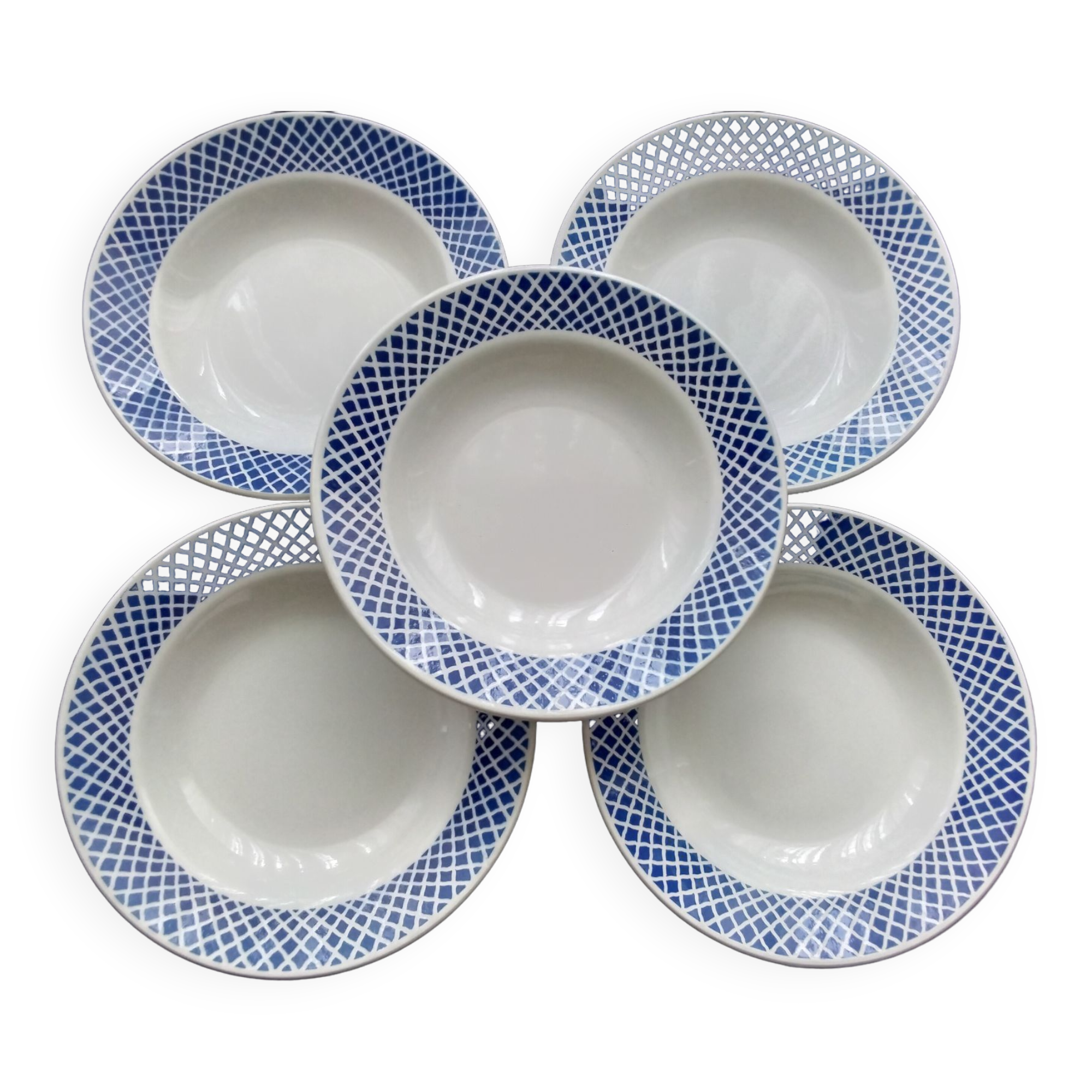 5 Hollow plates opaque porcelain from Badonviller