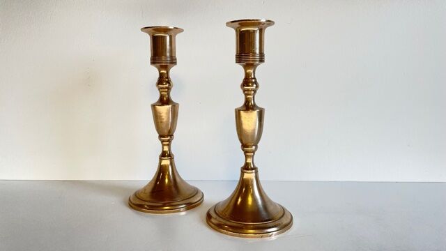 Pair of Scandinavian candle holders by scandia malm, Sweden