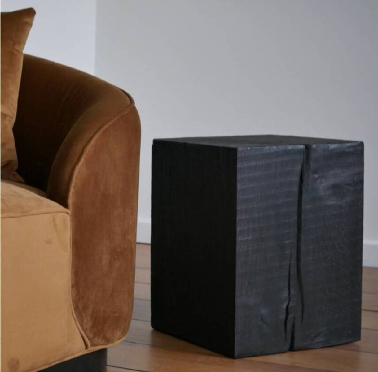 Wabi sabi burnt wood side table