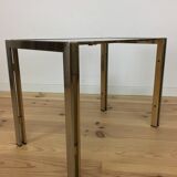 Side table, chrome and gold sofa 1970 style Hollywood Regency