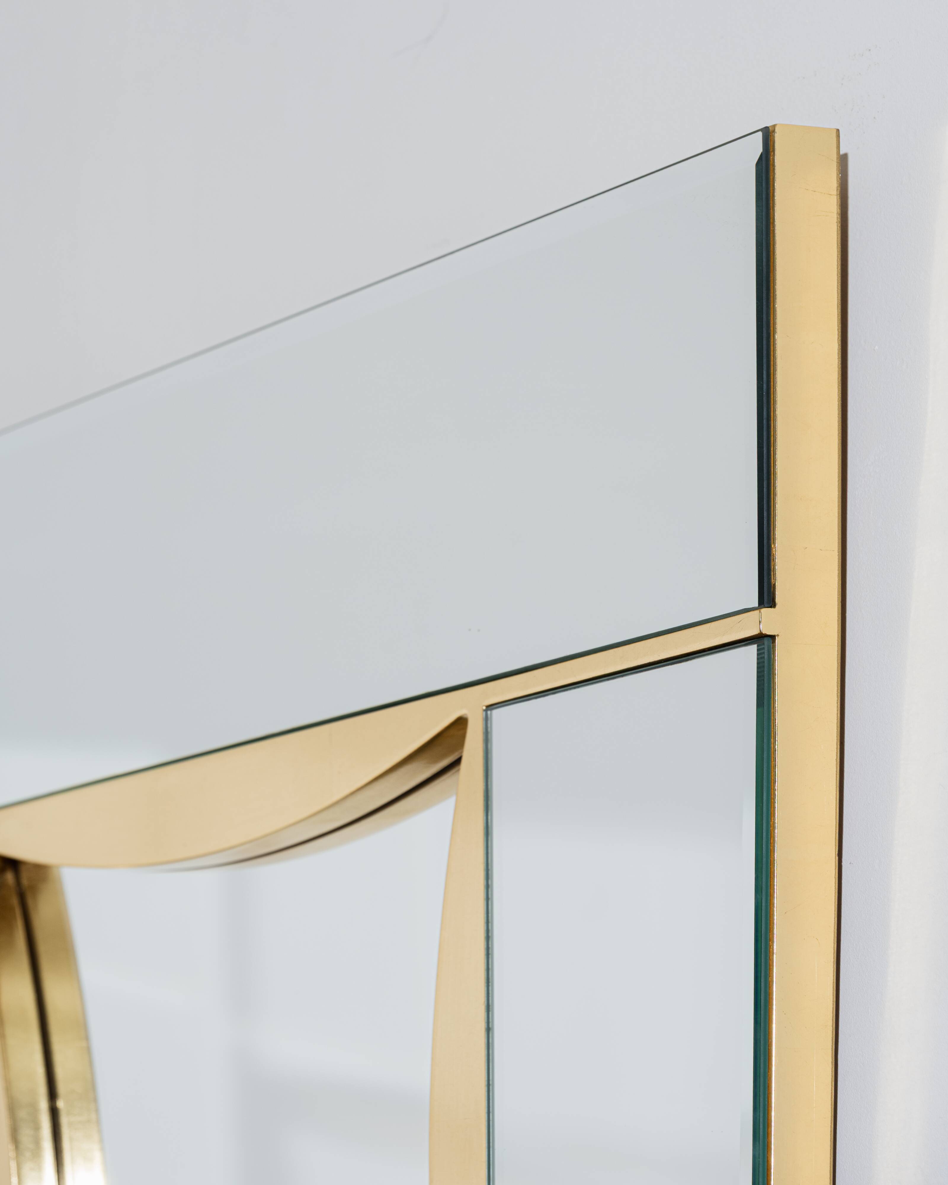 Cloisonné glass and brass mirror, 1970s