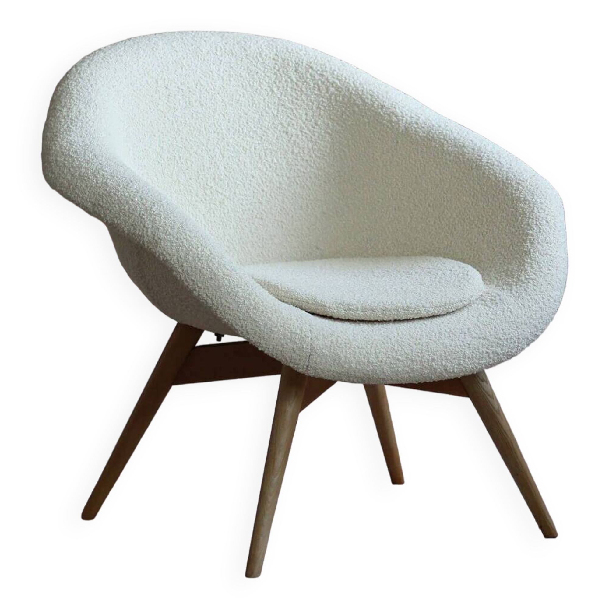 Mid Century Modern Lounge Chair, Czech Republic, 1950s, French Boucle Fabric