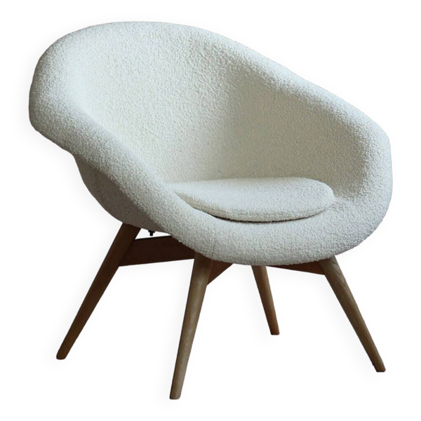 Fauteuil moderne du milieu du siècle, République tchèque, années 1950, Français Tissu Boucle