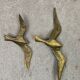 Couple d'hirondelles murales vintage en laiton