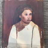 Portrait oil on old canvas