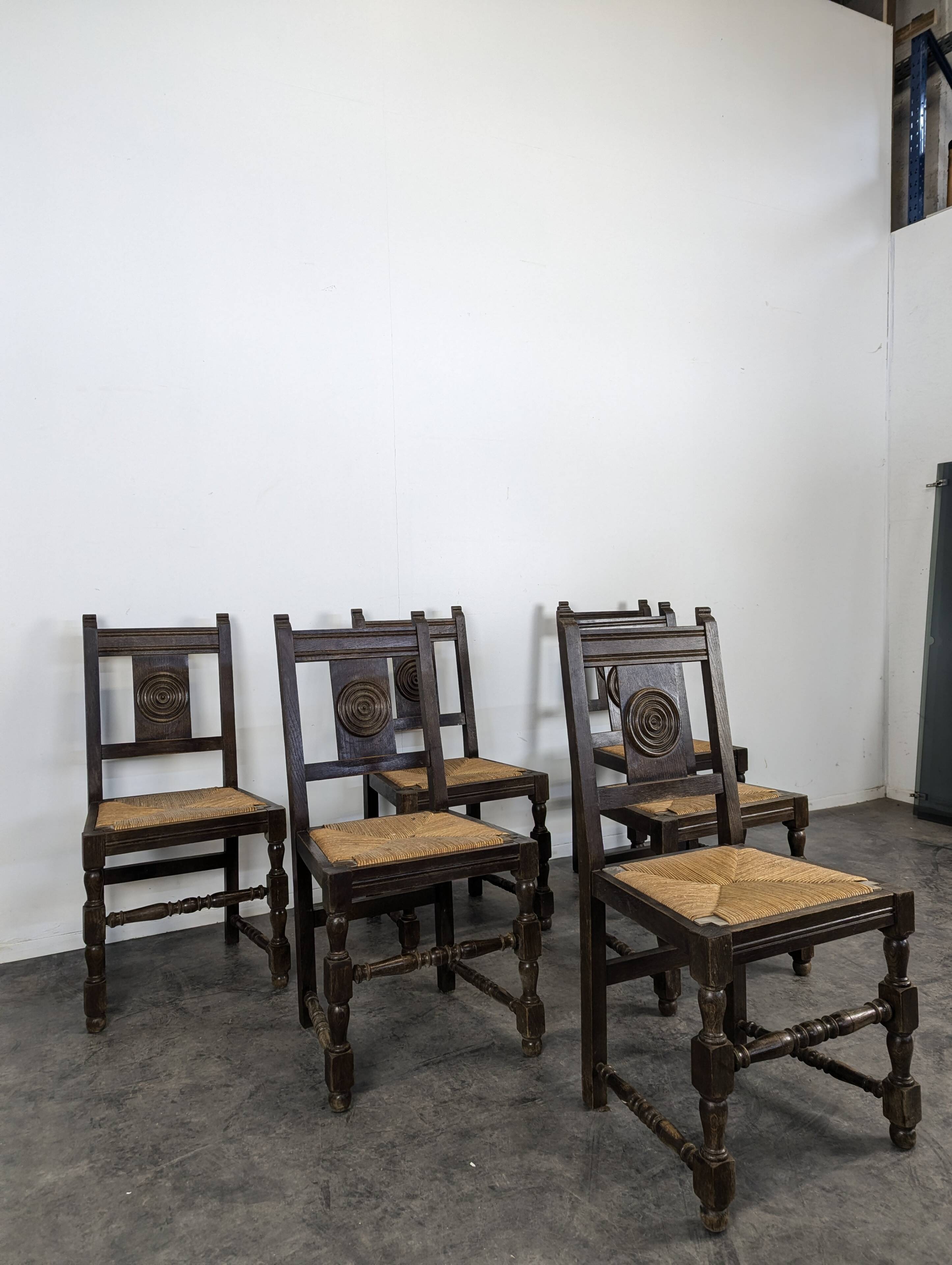 Set of 6 chairs in the style of Dudouyt.