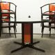 Baumann Diese table and 6 armchairs, Pagnon Pelhaître design, Wenge and red color,