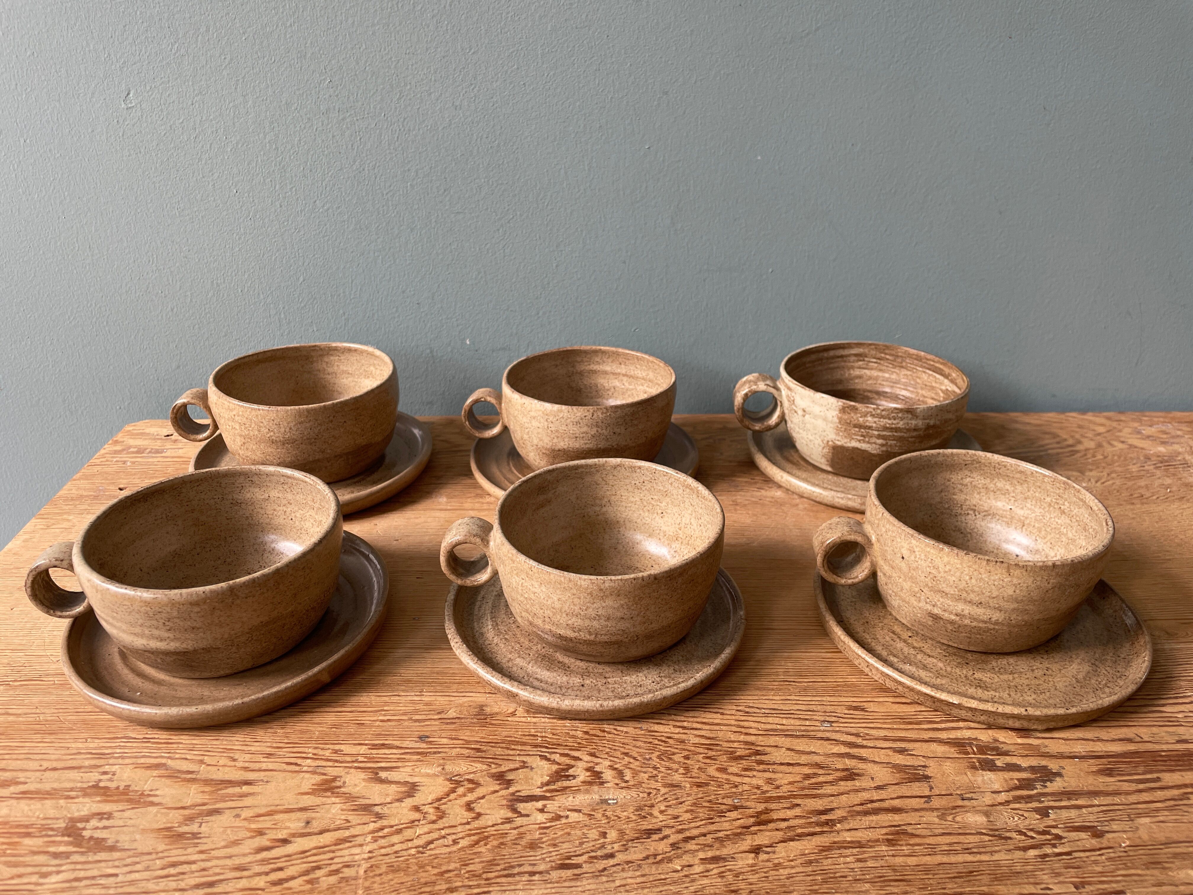 Series of 6 vintage coffee cups in Aris stoneware