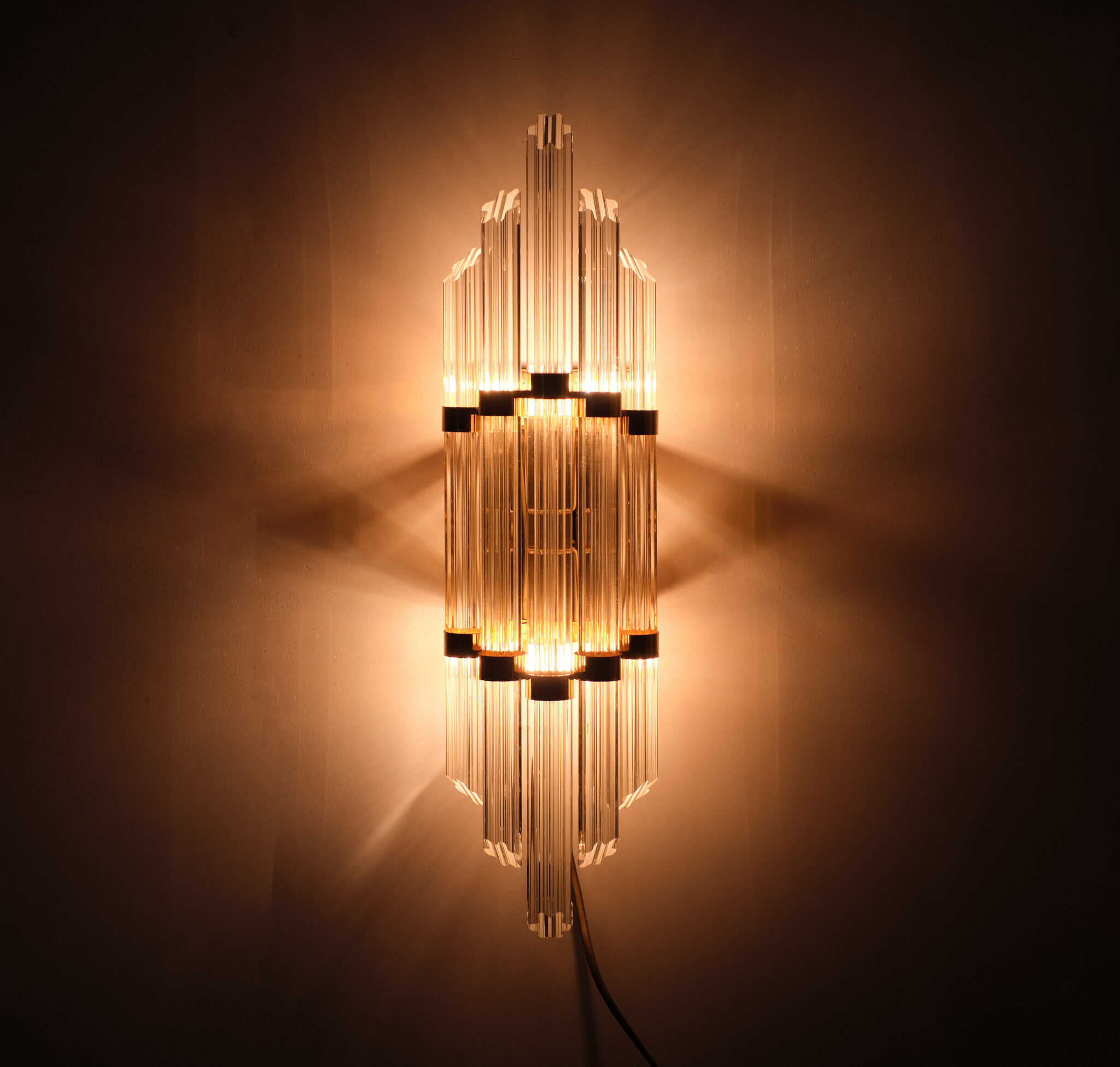 Crystal glass venini wall lamp, 1970s