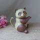 Vintage Authentic Zoomorphic Panda Teapot in Japanese Stoneware