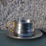 Service à expresso en inox double parois Made in Italy, Design 1970
