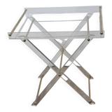 Folding side table in plexiglass and brass, 1970s.