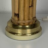 Midcentury bamboo and brass large mushroom table lamp by Leola, 1960s