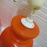 Pair vintage orange hanging lamps