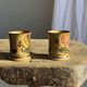 Set of 2 hand-painted flower mugs vintage stoneware H9.5